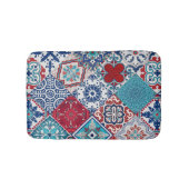 Talavera Tles Turquoise Denim Blue Red White  バスマット (正面)