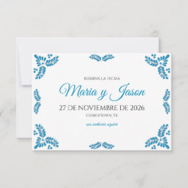 Talavera Turquoise Minimalist Spanish Wedding セーブザデート
