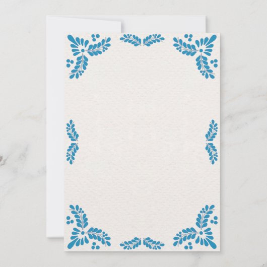 Talavera Turquoise Minimalist Spanish Wedding 招待状 (裏面)