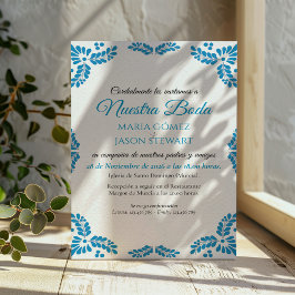 Talavera Turquoise Minimalist Spanish Wedding 招待状