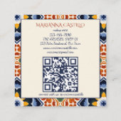 Talavera vintage Mexican folk art スクエア名刺 (裏面)