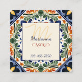 Talavera vintage Mexican folk art スクエア名刺 (正面)