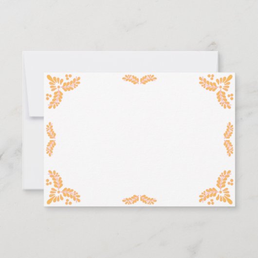 Talavera Yellow Floral Minimalist Spanish Wedding 出欠カード (裏面)