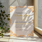 Talavera Yellow Floral Minimalist Spanish Wedding 招待状