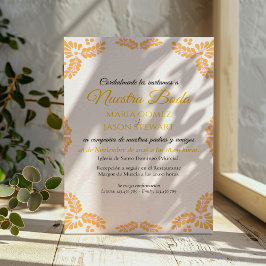 Talavera Yellow Floral Minimalist Spanish Wedding 招待状