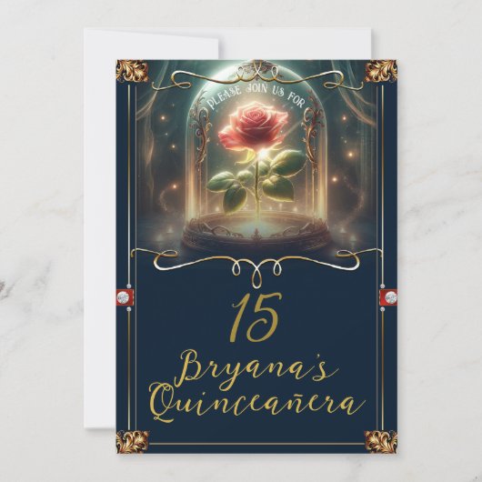 Tale as old as Time EnchantedバラQuinceanera 招待状 (正面)