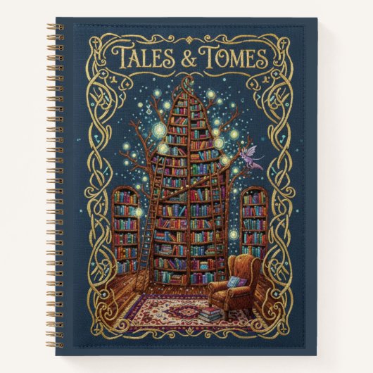 Tales & Tomes Embroidered Magical Library Journal ノートブック (正面)
