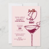 Talk 30 To Me ピンクカクテル 誕生日パーティー 招待状 (正面)