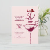 Talk 30 To Me ピンクカクテル 誕生日パーティー 招待状 (スタンド正面)