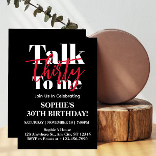 Talk 30 To Me モダン30歳の誕生日パーティー 招待状