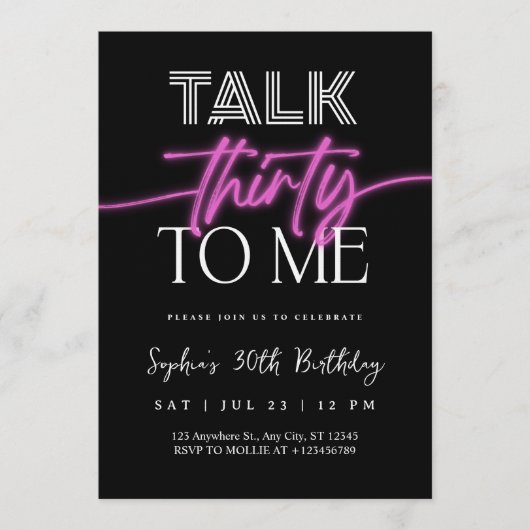 Talk 30 To Me 30歳の誕生日 招待状 (正面)