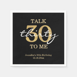 talk 30 to me birthday party gold black chic スタンダードカクテルナプキン