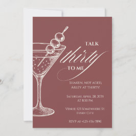 Talk 30 to Me Minimalist Martini 30th Birthday 招待状