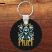 Talk Behind Your Back Fart Skeleton Funny Saying M キーホルダー (正面)