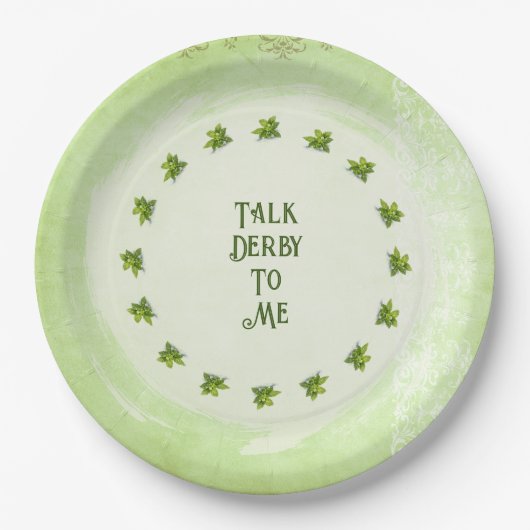 Talk Derby To Me Mint Julep Green Customizable ペーパープレート (正面)
