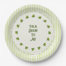 Talk Derby To Me Mint Julep Green Striped ペーパープレート
