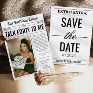 Talk Forty To Me 誕生日新聞 40歳の誕生日 招待状