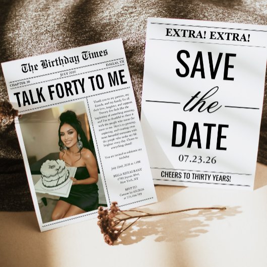 Talk Forty To Me 誕生日新聞 40歳の誕生日 招待状