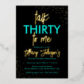 Talk Thirty To Meヒョウティール（緑がかった色）金ゴールド30歳 箔招待状 (正面)