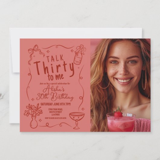 Talk Thirty To Me写真30th Night Out誕生日 招待状 (正面)