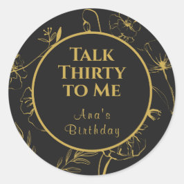 Talk Thirty To Me ゴールドとブラックのフラワーペーパーアクセサリー ラウンドシール