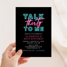 Talk Thirty To Me ダーティー30 ネオンブルーとピンクの誕生日 招待状