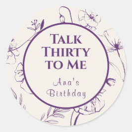 Talk Thirty To Me パープルフラワーペーパーアイテム ラウンドシール