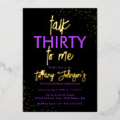 Talk Thirty To Me ヒョウ柄 パープル ゴールド 30歳 箔招待状 (正面)