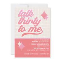 Talk Thirty to Me モダンな誕生日パーティーの招待状