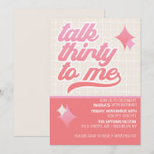 Talk Thirty to Me モダンな誕生日パーティーの招待状 招待状 (正面/裏面)