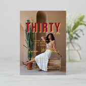 Talk Thirty to Me | 30歳の誕生日パーティーの写真 箔招待状 (立ち正面)