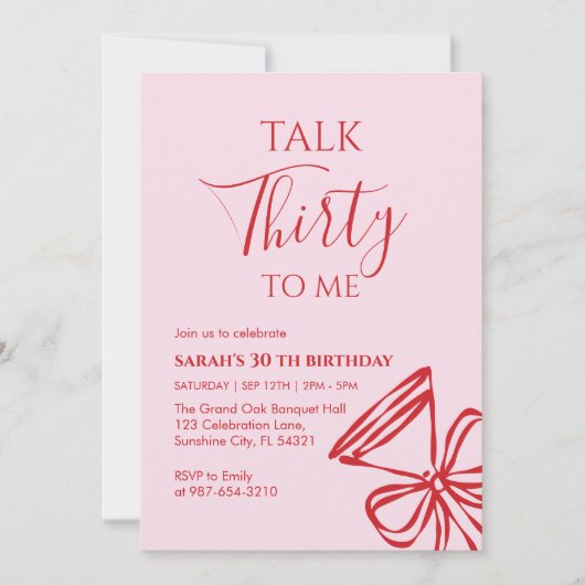 Talk Thirty To Me Birthday girl Party Invitation, 招待状 (正面)