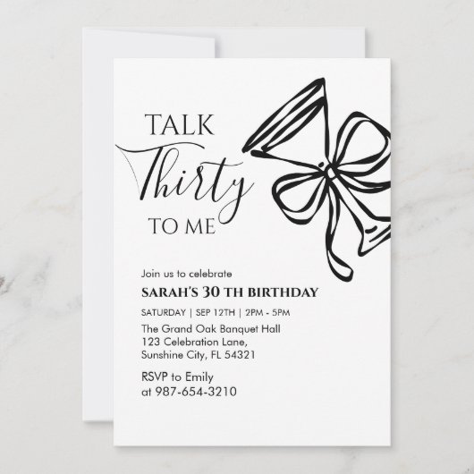 Talk Thirty To Me Birthday girl Party Invitation, 招待状 (正面)