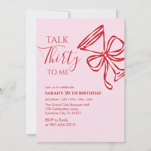 Talk Thirty To Me Birthday girl Party Invitation, 招待状 (正面)