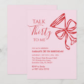 Talk Thirty To Me Birthday girl Party Invitation, 招待状 (正面/裏面)