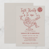 Talk Thirty To Me Birthday  retro girl Party  招待状 (正面/裏面)