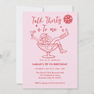 Talk Thirty To Me Birthday  retro girl Party  招待状