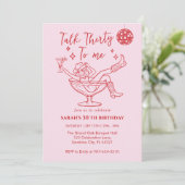 Talk Thirty To Me Birthday  retro girl Party  招待状 (スタンド正面)