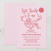 Talk Thirty To Me Birthday  retro girl Party  招待状 (正面/裏面)