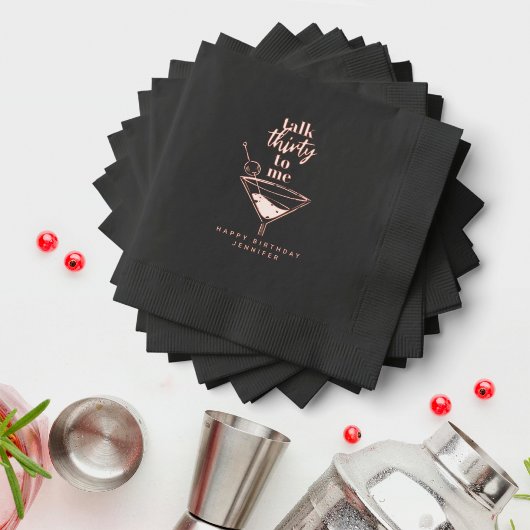 Talk Thirty To Me Black 30th Birthday Party  箔ナプキン