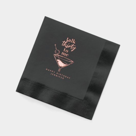 Talk Thirty To Me Black 30th Birthday Party  箔ナプキン (左)