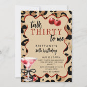 Talk Thirty To Me Leopard & Cherries 30th Birthday 招待状 (正面)