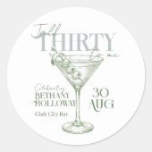 Talk Thirty To Me Martini Cocktail 30th Birthday ラウンドシール (正面)
