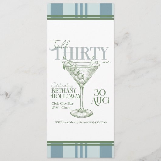 Talk Thirty To Me Martini Cocktail 30th Birthday 招待状 (正面)