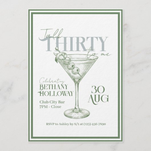 Talk Thirty To Me Martini Cocktail 30th Birthday 招待状 (正面)