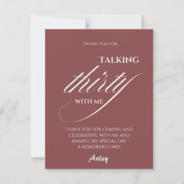 Talk thirty to me Minimalist 30th Birthday Party サンキューカード