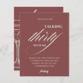 Talk thirty to me Minimalist 30th Birthday Party サンキューカード (正面/裏面)