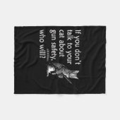 Talk To Your Cat About Gun Safety Funny  フリースブランケット (正面(横))