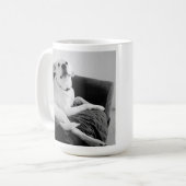 Talking Dogの白黒写真文字 コーヒーマグカップ (正面左)