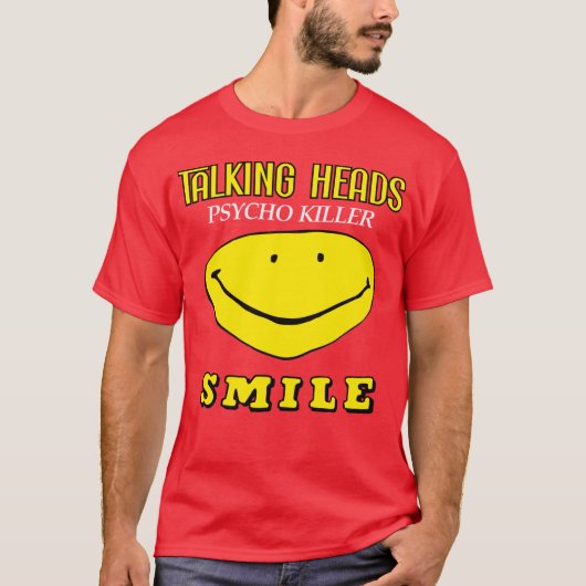 Talking Heads Psycho Killer Smiley Dark New Wave D Tシャツ (正面)